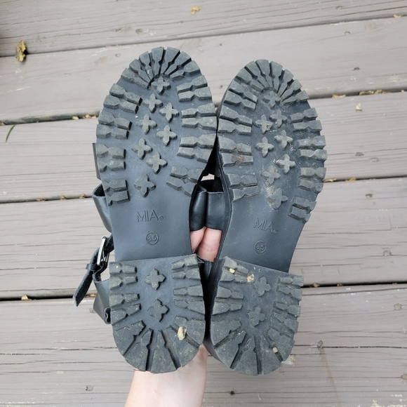 Vintage 90s y2k MIA Black Greek Fisherman Chunky Platform Jesus Sandals 8.5 - Picture 6 of 8